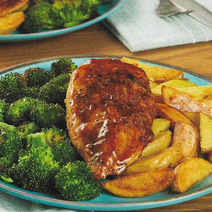 Kip met honing en balsamico, knapperige broccoli en aardappels