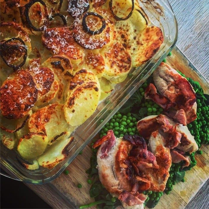 Aardappelgratin met kip